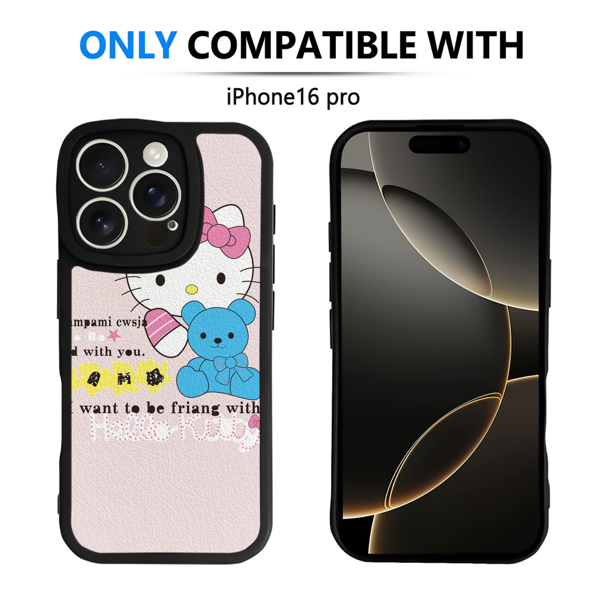 （画像用） Hello Kitty ハローキティ 【iPhone 16シリーズ対応】シリコンスマホケース（レザー調） 材質：シリコン